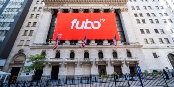 2D6E43C The New York Stock Exchange is decorated on Thursday, October 8, 2020 for the initial public offering of FuboTV. FuboTV is a live streaming service primarily involved in sports entertainment.  (© Richard B. Levine)